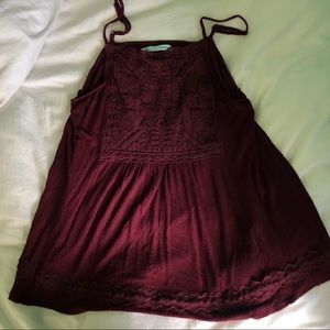 Large Maurices Burgundy Lace Tank